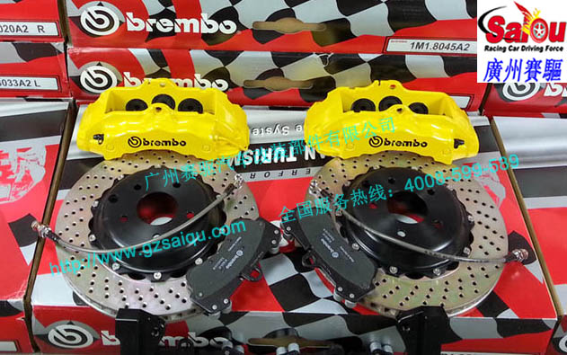 黃色BREMBO 卡宴六活塞剎車(chē)卡鉗